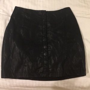 Free People Black Leather Skirt